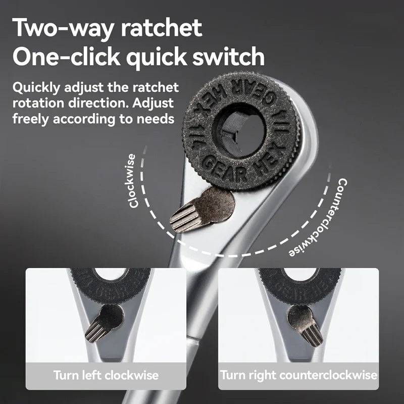 S2 Alloy Compact Ratchet Bike Repair Kit – 72‑Tooth, 8 Bits, 1/4″ Drive