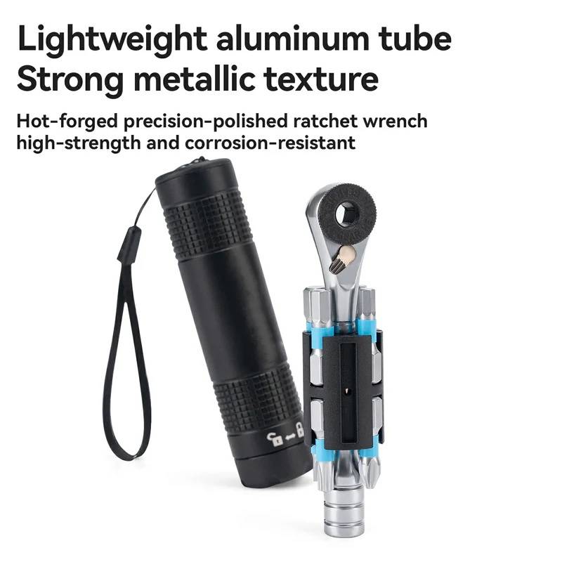 S2 Alloy Compact Ratchet Bike Repair Kit – 72‑Tooth, 8 Bits, 1/4″ Drive