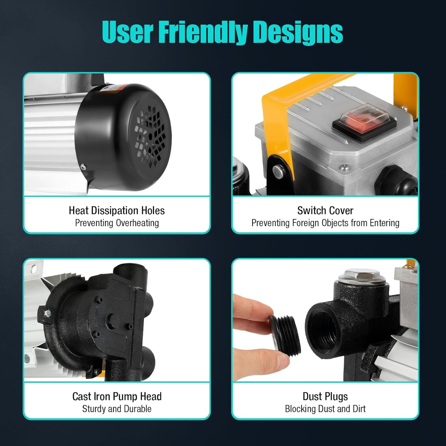 110V AC Self-Priming Electric Transfer Pump – 550W Motor, 3300rpm, 5.28–15.85 Gal/Min Flow Rate