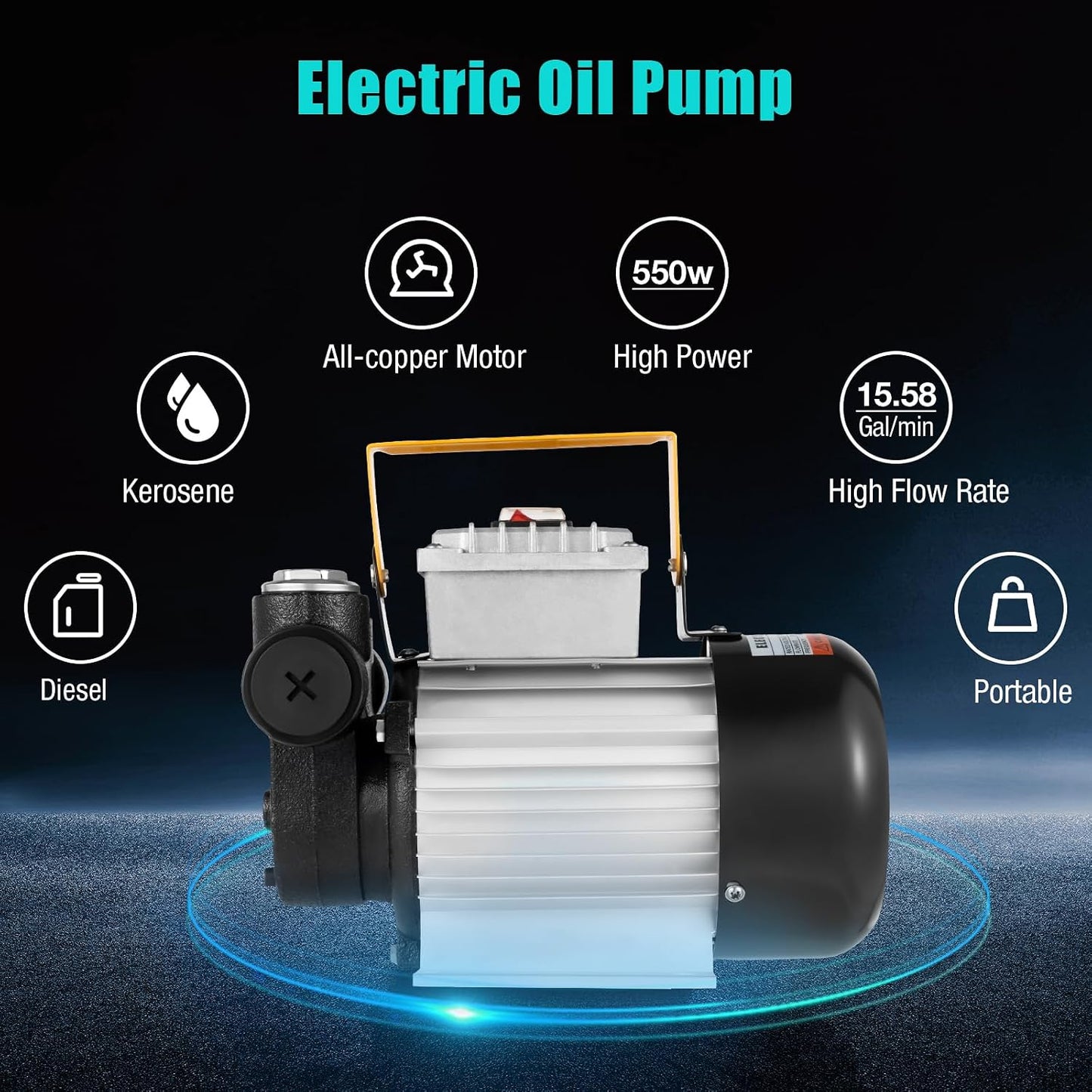 110V AC Self-Priming Electric Transfer Pump – 550W Motor, 3300rpm, 5.28–15.85 Gal/Min Flow Rate